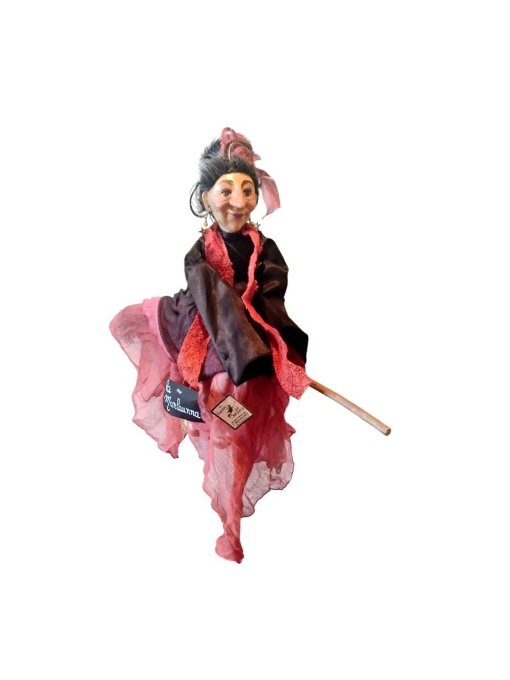 Handmade 20" Tall Kasma Witch Doll on Broom New w/Tag France